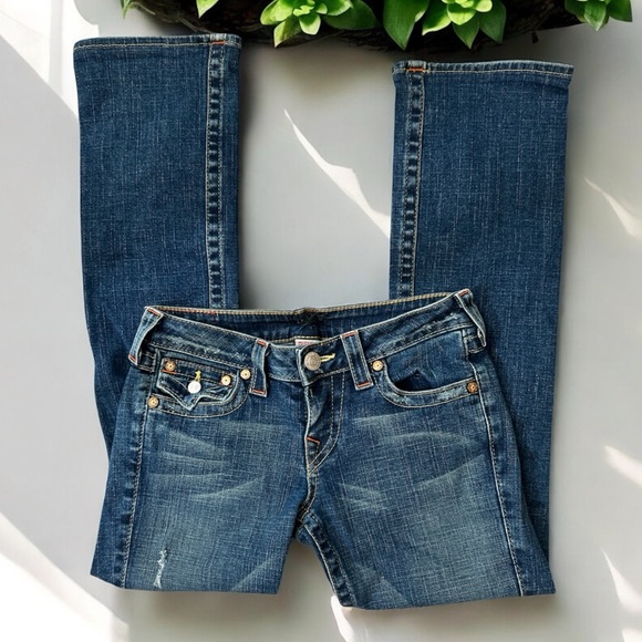 True Religion World Tour Billy Straight Leg Distressed Denim Jeans - Picture 2 of 5